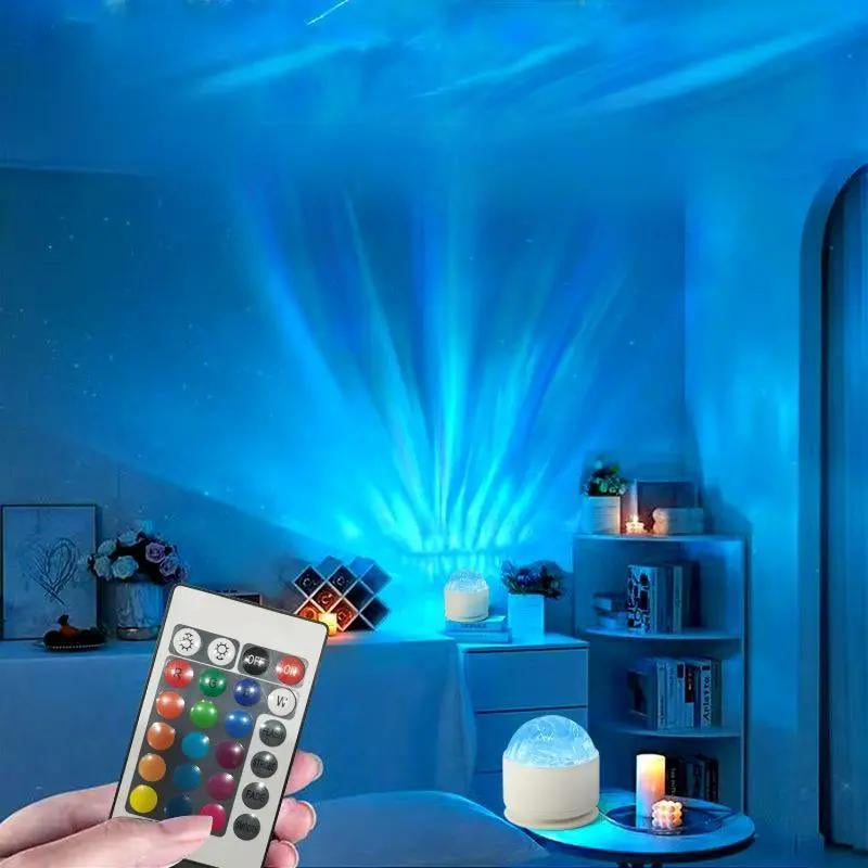 2 Scene -Ocean Wave & 3D Water Rippleprojector Light-16-Color round Lamp Withcontrol, Relaxation & Romantic Night Ambience