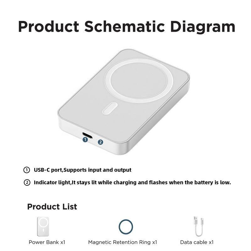5000Mah Magnetic Power Wireless Portable Charger, Pack for iPhone 17/16/15/14/13/12/Plus/Pro max