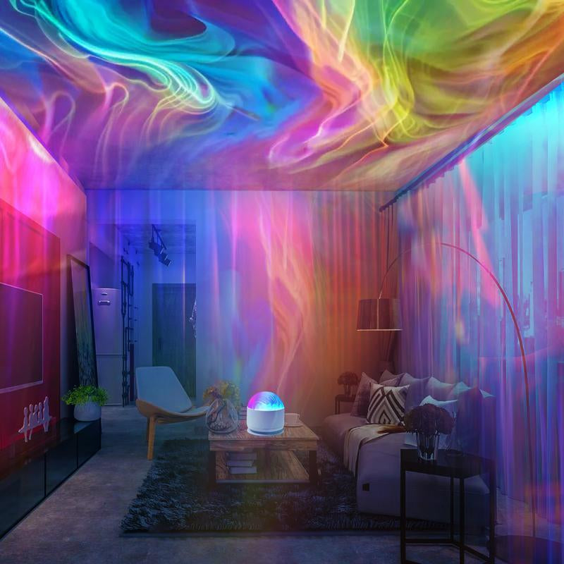 2 Scene -Ocean Wave & 3D Water Rippleprojector Light-16-Color round Lamp Withcontrol, Relaxation & Romantic Night Ambience