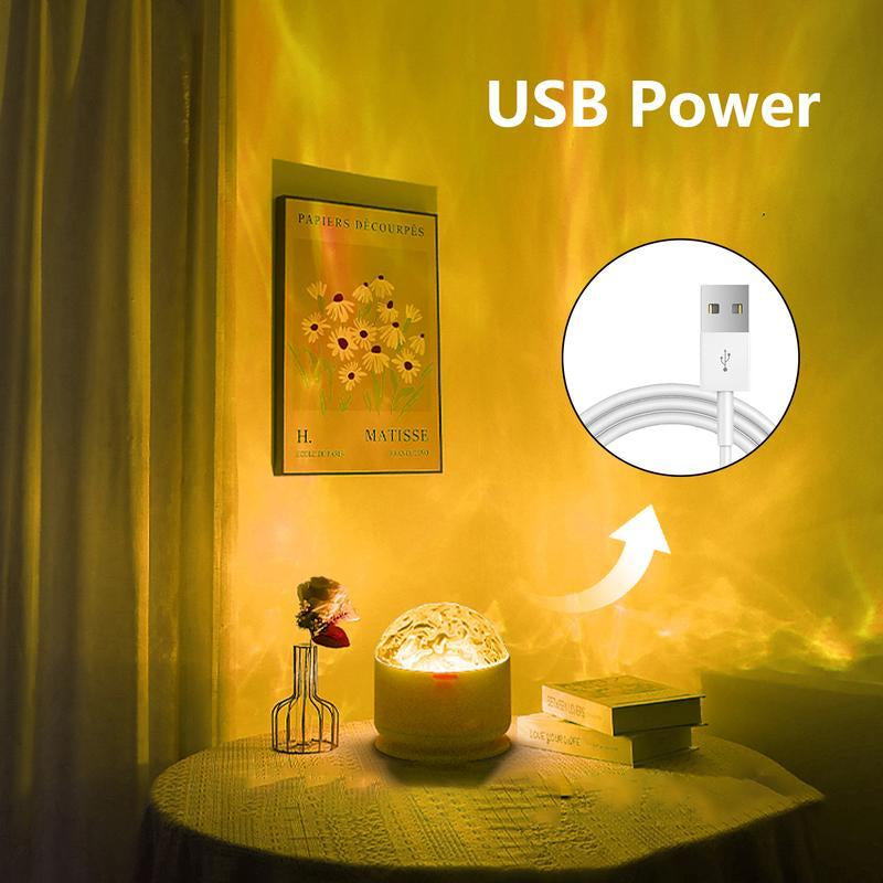 2 Scene -Ocean Wave & 3D Water Rippleprojector Light-16-Color round Lamp Withcontrol, Relaxation & Romantic Night Ambience